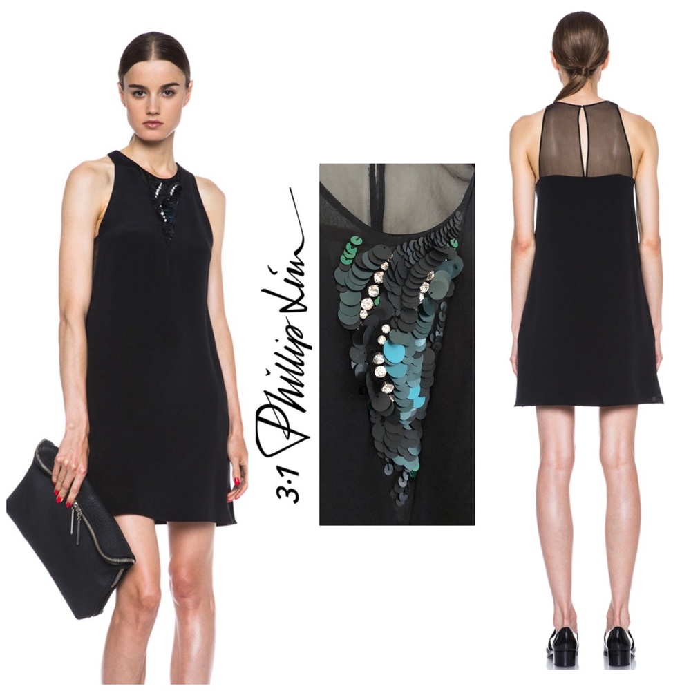NEW 3.1 Phillip Lim Silk Sequin Embellished Front Dress - Picture 2 of 16